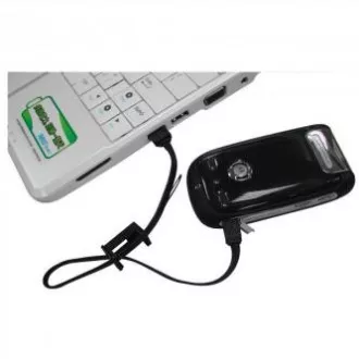 Logo USB kabel (2.0), USB A muški - microUSB muški, 0,3 m, crni, petlja za kameru/MP3 player, DOBRA