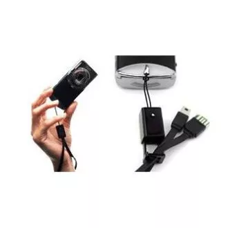 Logo USB kabel (2.0), USB A muški - microUSB muški, 0,3 m, crni, petlja za kameru/MP3 player, DOBRA