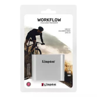 Kingston USB čitač memorijskih kartica (3.2), Workflow Dual-Slot microSDHC/SDXC UHS-II, micro SD, vanjski, srebrni