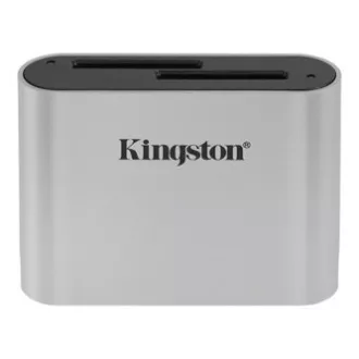 Kingston USB čitač memorijskih kartica (3.2), Workflow čitač kartica s dva utora za SDHC/SDXC UHS-II, SD, vanjski, srebrni