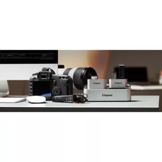 Kingston USB čitač memorijskih kartica (3.2), Workflow čitač kartica s dva utora za SDHC/SDXC UHS-II, SD, vanjski, srebrni