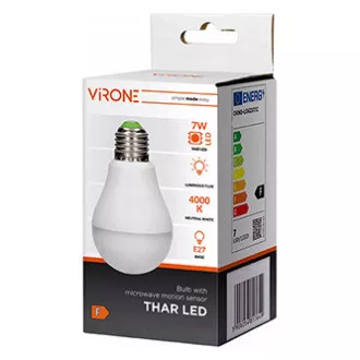 LED žarulja Virone E27, 220-240V, 7W, 825lm, 4000k, neutralna bijela, 25000h, sa senzorom pokreta