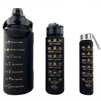 Motivacijska sportska boca 3 u 1, 2000 ml + 900 ml + 300 ml