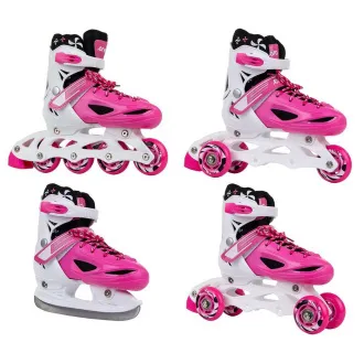 Roleri 4u1 Enero KIDS - roza-bijeli