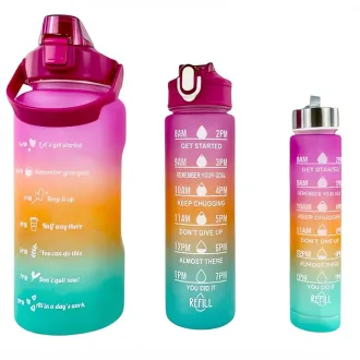 Motivacijska sportska boca 3 u 1, 2000 ml + 900 ml + 300 ml