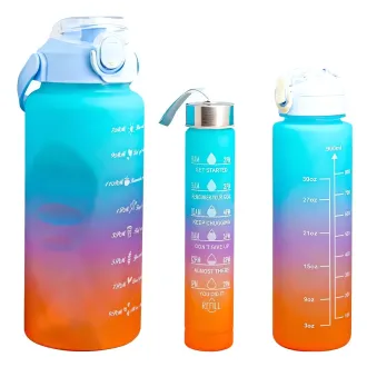 Motivacijska sportska boca 3 u 1, 2000 ml + 900 ml + 300 ml