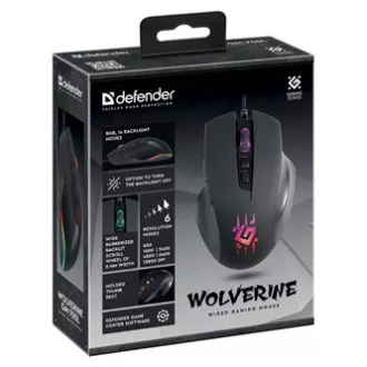 Defender Wolverine GM-700L RGB žični miš, crni, 12800 DPI