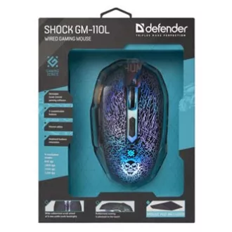 Defender Shock GM-110L Žičani miš, crni, 3200 DPI