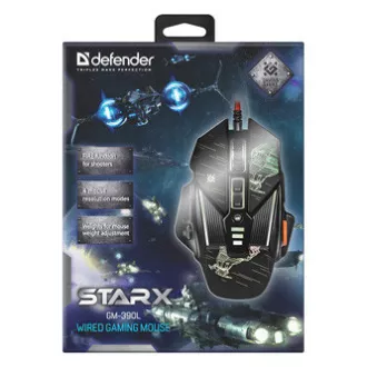 Defender sTarx GM-390L Žičani miš, crni, 3200 DPI