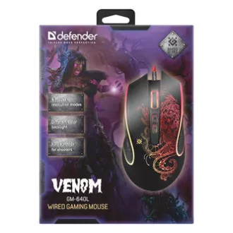 Defender Venom GM-640L Žični miš, crni, 7200 DPI