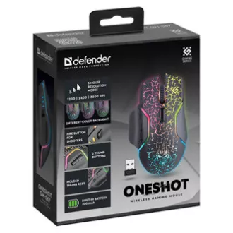 Bežični miš Defender Oneshot GM-067 LED, crni, 3200 DPI