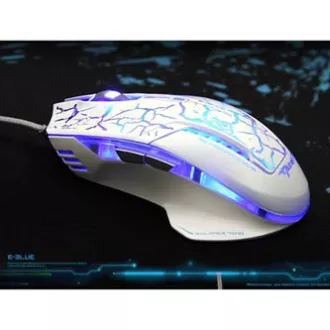 E-blue Mazer Pro miš žični, bijelo-plavi, 2500 DPI, e-box