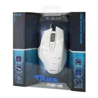 E-blue Mazer žični miš, bijeli, 2500 DPI