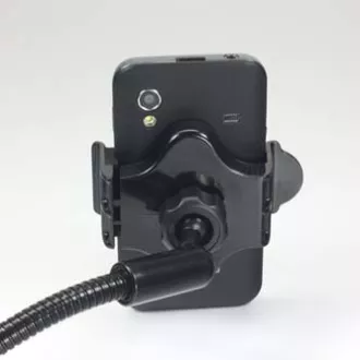 Držač za mobitel, PDA, GPS Logo zglobni, za auto, podesive širine, crni, plastični, sa USB adapterom 1,5 A, crni, mobilni