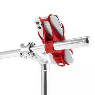 Držač za mobitel Bone Bike Tie 3, za bicikl, podesiva veličina, crveni, 4,7-7,2", silikonski, za pričvršćivanje na upravljač, crveni