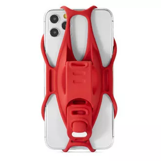 Držač za mobitel Bone Bike Tie 3, za bicikl, podesiva veličina, crveni, 4,7-7,2", silikonski, za pričvršćivanje na upravljač, crveni