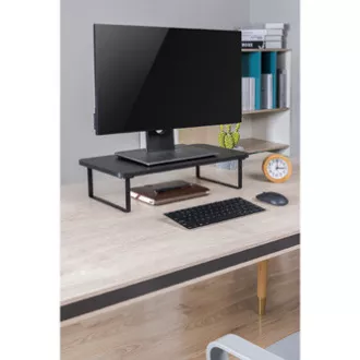 Stalak za monitor, prostor za tipkovnicu, brza montaža, crna, čelik, iveral, nosivost 20 kg, Powerton, ergo Stalak za monitor, prostor za tipkovnicu, brza montaža, crna, čelik, iveral, nosivost 20 kg, Powerton, ergo