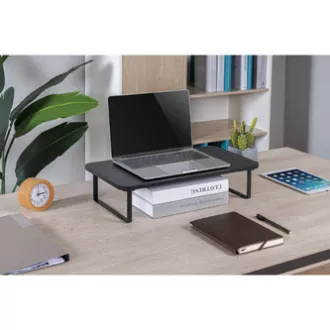 Stalak za monitor, prostor za tipkovnicu, brza montaža, crna, čelik, iveral, nosivost 20 kg, Powerton, ergo Stalak za monitor, prostor za tipkovnicu, brza montaža, crna, čelik, iveral, nosivost 20 kg, Powerton, ergo
