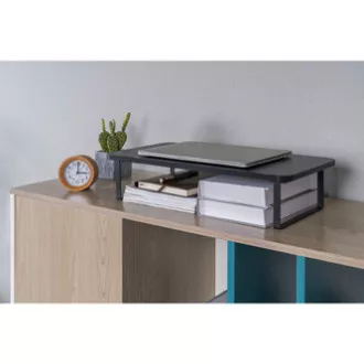 Stalak za monitor, prostor za tipkovnicu, brza montaža, crna, čelik, iveral, nosivost 20 kg, Powerton, ergo Stalak za monitor, prostor za tipkovnicu, brza montaža, crna, čelik, iveral, nosivost 20 kg, Powerton, ergo