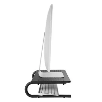 Postolje ispod monitora, prostor za tipkovnicu, crno, čelik-plastika, nosivost 20 kg, Powerton, ergo Postolje ispod monitora, prostor za tipkovnicu, crno, čelik-plastika, nosivost 20 kg, Powerton, ergo