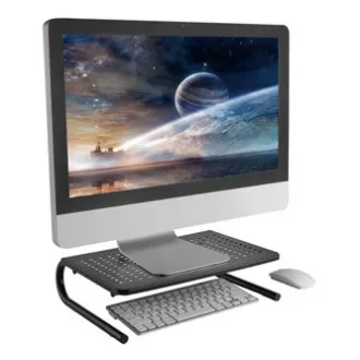 Postolje ispod monitora, prostor za tipkovnicu, crno, čelik-plastika, nosivost 20 kg, Powerton, ergo Postolje ispod monitora, prostor za tipkovnicu, crno, čelik-plastika, nosivost 20 kg, Powerton, ergo