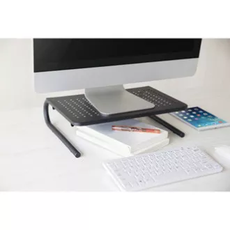 Postolje ispod monitora, prostor za tipkovnicu, crno, čelik-plastika, nosivost 20 kg, Powerton, ergo Postolje ispod monitora, prostor za tipkovnicu, crno, čelik-plastika, nosivost 20 kg, Powerton, ergo