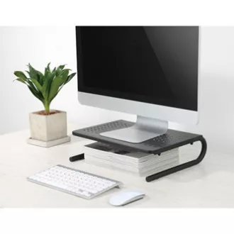 Postolje ispod monitora, prostor za tipkovnicu, crno, čelik-plastika, nosivost 20 kg, Powerton, ergo Postolje ispod monitora, prostor za tipkovnicu, crno, čelik-plastika, nosivost 20 kg, Powerton, ergo