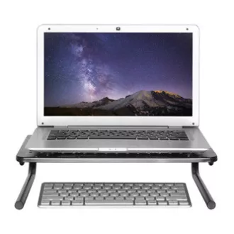 Postolje ispod monitora, prostor za tipkovnicu, crno, čelik-plastika, nosivost 20 kg, Powerton, ergo Postolje ispod monitora, prostor za tipkovnicu, crno, čelik-plastika, nosivost 20 kg, Powerton, ergo