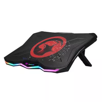 Stalak za laptop, FN-40, s pozadinskim osvjetljenjem u boji, s ventilatorom, crno-crveni, Marvo, s hubom s 2 porta, PRETPRODAJA