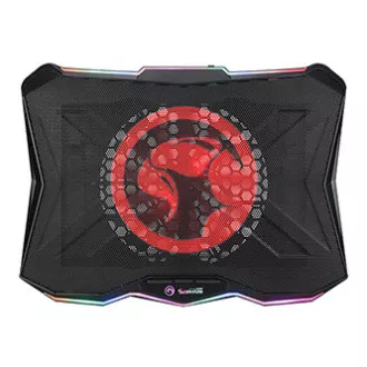 Stalak za laptop, FN-40, s pozadinskim osvjetljenjem u boji, s ventilatorom, crno-crveni, Marvo, s hubom s 2 porta, PRETPRODAJA