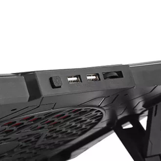 Stalak za laptop, FN-40, s pozadinskim osvjetljenjem u boji, s ventilatorom, crno-crveni, Marvo, s hubom s 2 porta, PRETPRODAJA