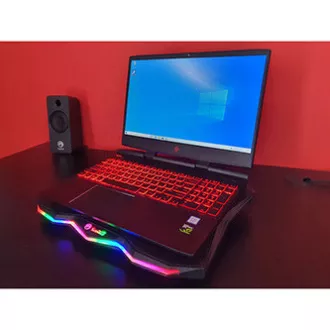 Stalak za laptop, FN-40, s pozadinskim osvjetljenjem u boji, s ventilatorom, crno-crveni, Marvo, s hubom s 2 porta, PRETPRODAJA