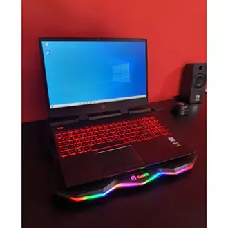 Stalak za laptop, FN-40, s pozadinskim osvjetljenjem u boji, s ventilatorom, crno-crveni, Marvo, s hubom s 2 porta, PRETPRODAJA