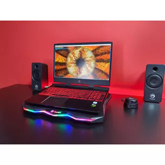 Stalak za laptop, FN-40, s pozadinskim osvjetljenjem u boji, s ventilatorom, crno-crveni, Marvo, s hubom s 2 porta, PRETPRODAJA