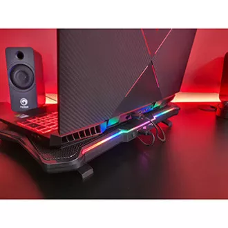 Stalak za laptop, FN-40, s pozadinskim osvjetljenjem u boji, s ventilatorom, crno-crveni, Marvo, s hubom s 2 porta, PRETPRODAJA