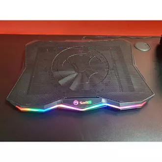 Stalak za laptop, FN-40, s pozadinskim osvjetljenjem u boji, s ventilatorom, crno-crveni, Marvo, s hubom s 2 porta, PRETPRODAJA