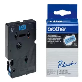 Originalna traka za pisač naljepnica Brother, Brother, TC-591, crni tisak/plava pozadina, laminirana, 7,7 m, 9 mm Originalna traka za pisač naljepnica Brother, Brother, TC-591, crni tisak/plava pozadina, laminirana, 7,7 m, 9 mm