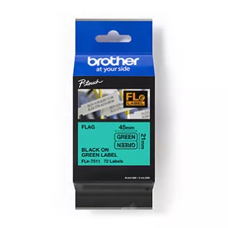 Brother originalna traka za pisač naljepnica, Brother, FLE-7511, crni ispis/zelena podloga, nelaminirana, 21 mm, 45 mm x 10,5 mm, 72k