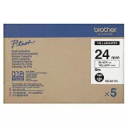 Brother originalna traka za pisač naljepnica, Brother, HGE-651, crni ispis/žuta podloga, 8m, 24 mm, 5 kom u pakiranju, cijena za pakiranje