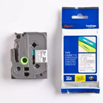 Brother originalna traka za pisač naljepnica, Brother, TZE-145, bijeli ispis/prozirna baza, laminirana, 8m, 18mm