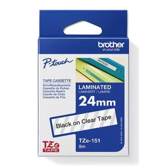 Brother originalna traka za pisač naljepnica, Brother, TZE-151, crni ispis/prozirna baza, laminirana, 8m, 24mm