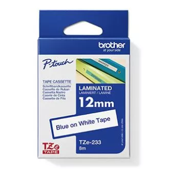 Brother originalna traka za pisač naljepnica, Brother, TZE-233, plavi ispis/bijela pozadina, laminirana, 8m, 12mm