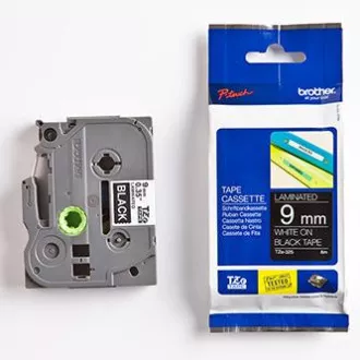 Brother originalna traka za pisač naljepnica, Brother, TZE-325, bijeli ispis/crna pozadina, laminirana, 8m, 9mm