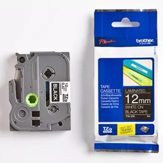 Brother originalna traka za pisač naljepnica, Brother, TZE-335, bijeli ispis/crna pozadina, laminirana, 8m, 12mm