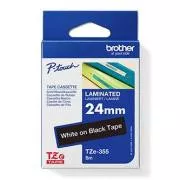 Brother originalna traka za pisač naljepnica, Brother, TZE-355, bijeli ispis/crna pozadina, laminirana, 8m, 24mm