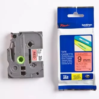 Brother originalna traka za pisač naljepnica, Brother, TZE-421, crni ispis/crvena podloga, laminirana, 8m, 9mm