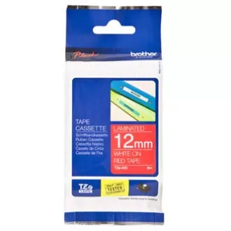 Brother originalna traka za pisač naljepnica, Brother, TZE-435, bijeli ispis/crvena podloga, laminirana, 8m, 12mm