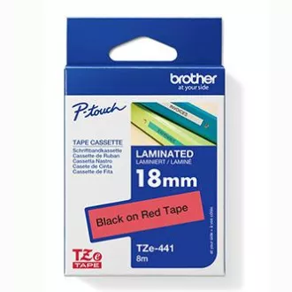 Brother originalna traka za pisač naljepnica, Brother, TZE-441, crni ispis/crvena podloga, laminirana, 8m, 18mm