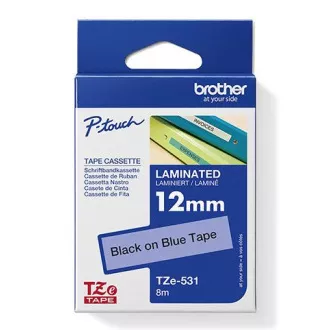 Brother originalna traka za pisač naljepnica, Brother, TZE-531, crni ispis/plava pozadina, laminirana, 8m, 12mm