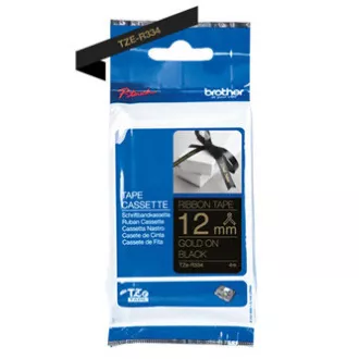 Brother originalna traka za pisač naljepnica, Brother, TZE-R334, zlatotisak/crna podloga, tekstil, 4m, 12mm Brother originalna traka za pisač naljepnica, Brother, TZE-R334, zlatotisak/crna podloga, tekstil, 4m, 12mm